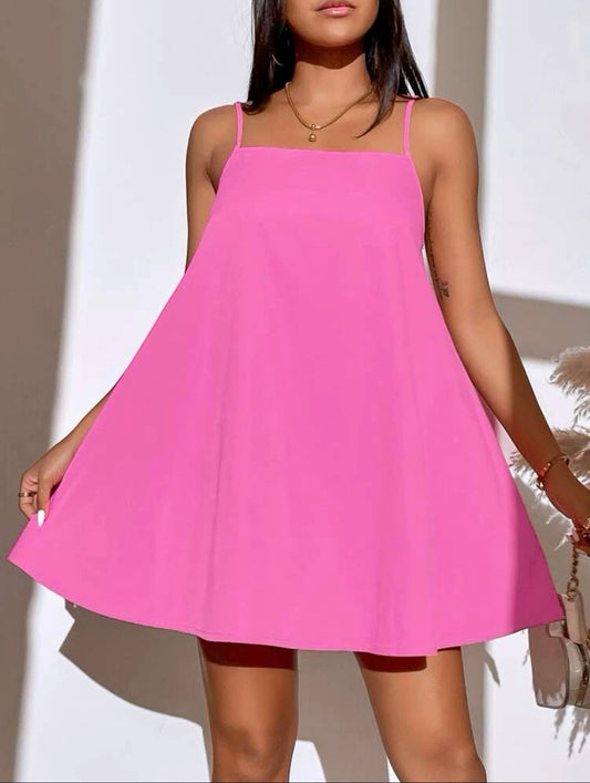 Backless cami dress in pink