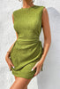 Drawstring side tank dress in green