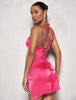 Split satin cami dress in pink