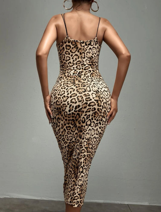 Leopard strap bodycon dress