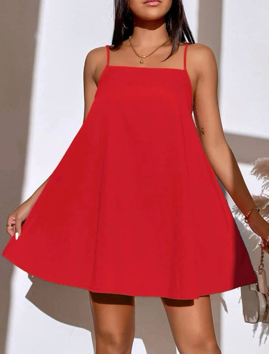 Backless cami dress in red