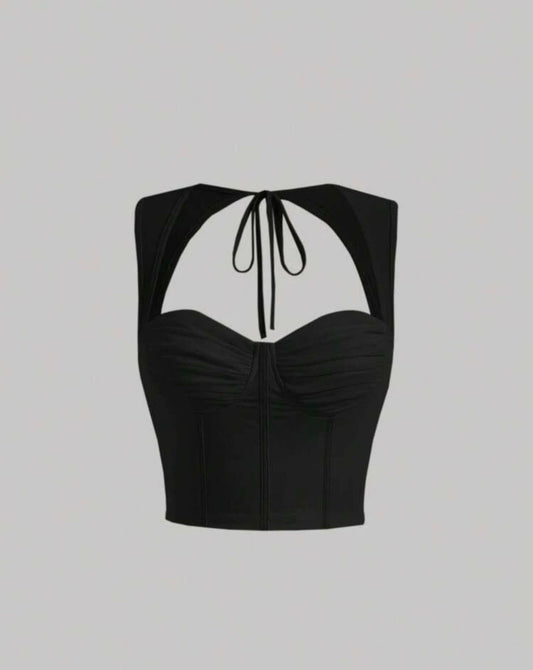 Backless corset crop tank top