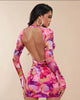 Backless marble print mesh dress