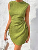 Drawstring side tank dress in green