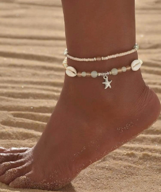 Shell Decor Beaded Anklet