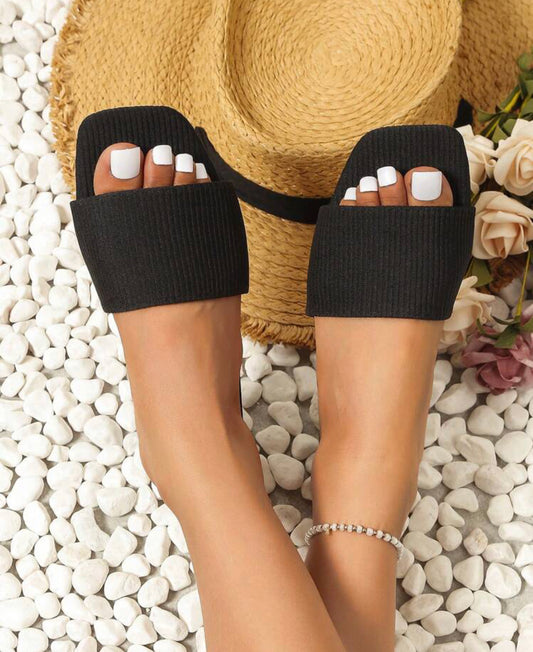 Elegant Minimalist Slide Sandals (Black)