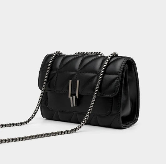 Flap Leather Bag Black