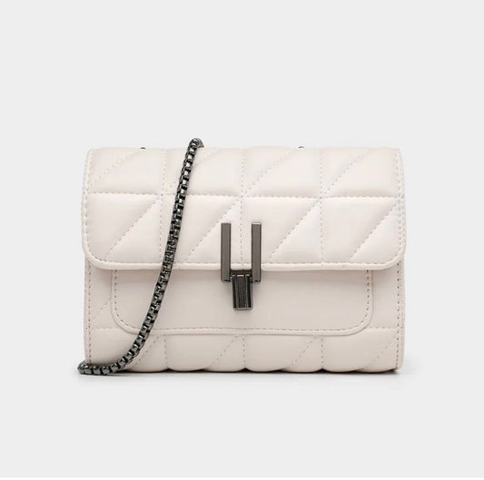 Flap Leather Bag (Cream)