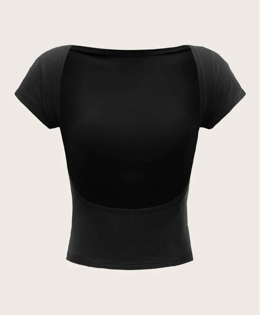 EZ backless tee in black