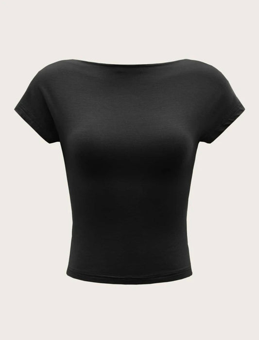 EZ backless tee in black